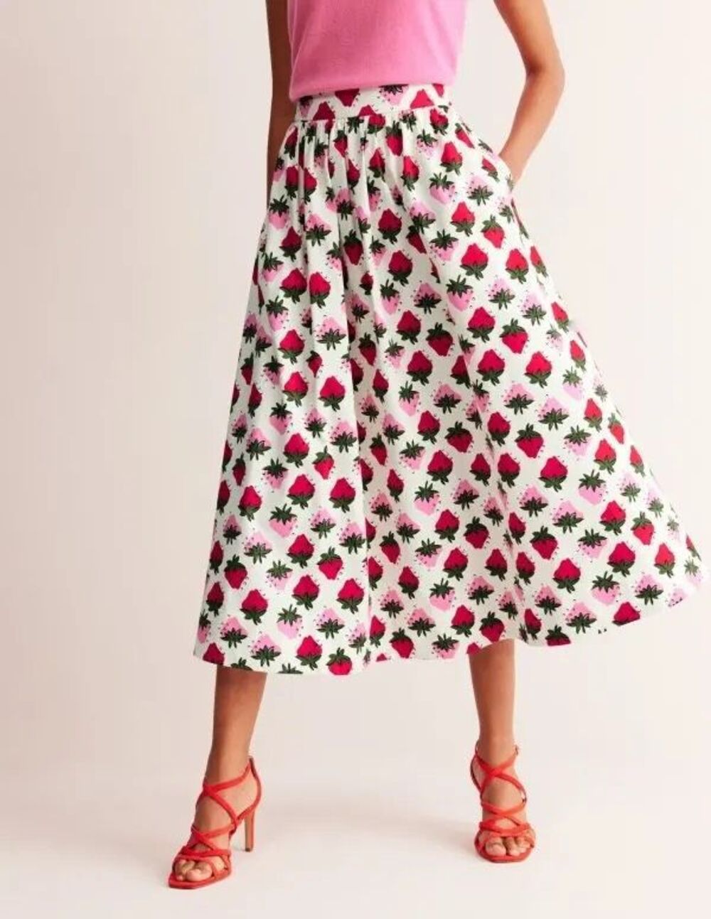 Boden Layla Strawberry Skirt  Cotton Sateen $168.00 Whimsy Cottage - Picture 8 of 10